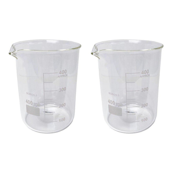 2 x 400ml 3.3 Low Form Borosilicate Glass Beaker