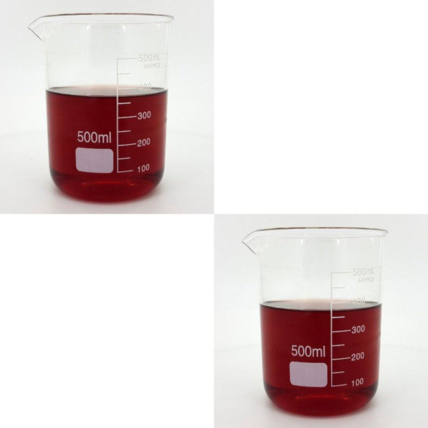 2 x 500ml 3.3 Low Form Borosilicate Glass Beaker